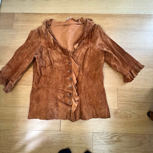 Vintage CLAUDETTE Suede Shirt Size XL - Picture 9 of 10